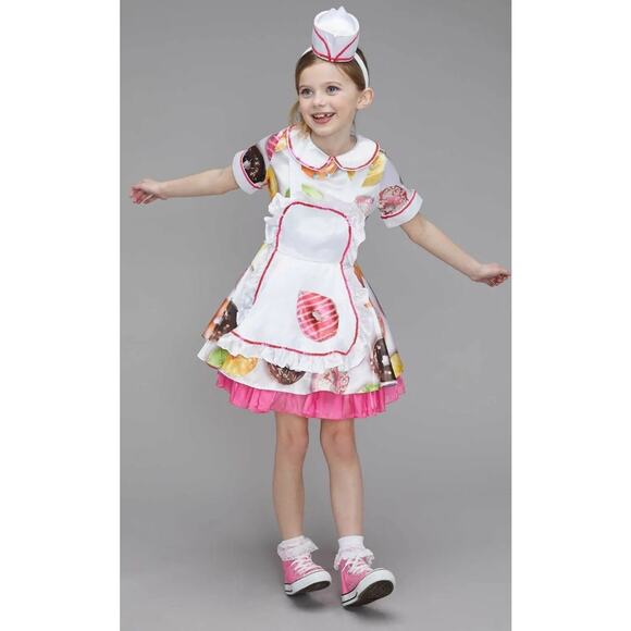 Chasing Fireflies Donut Waitress Costume Size 8, Brand New, accessories included - Picture 1 of 2